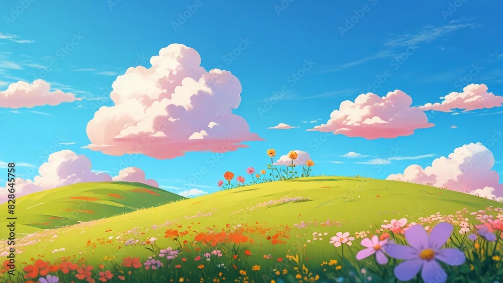 Fototapeta premium landscape with flowers