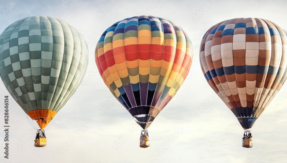 Fototapeta premium Set of colorful hot air balloons isolated on white background 