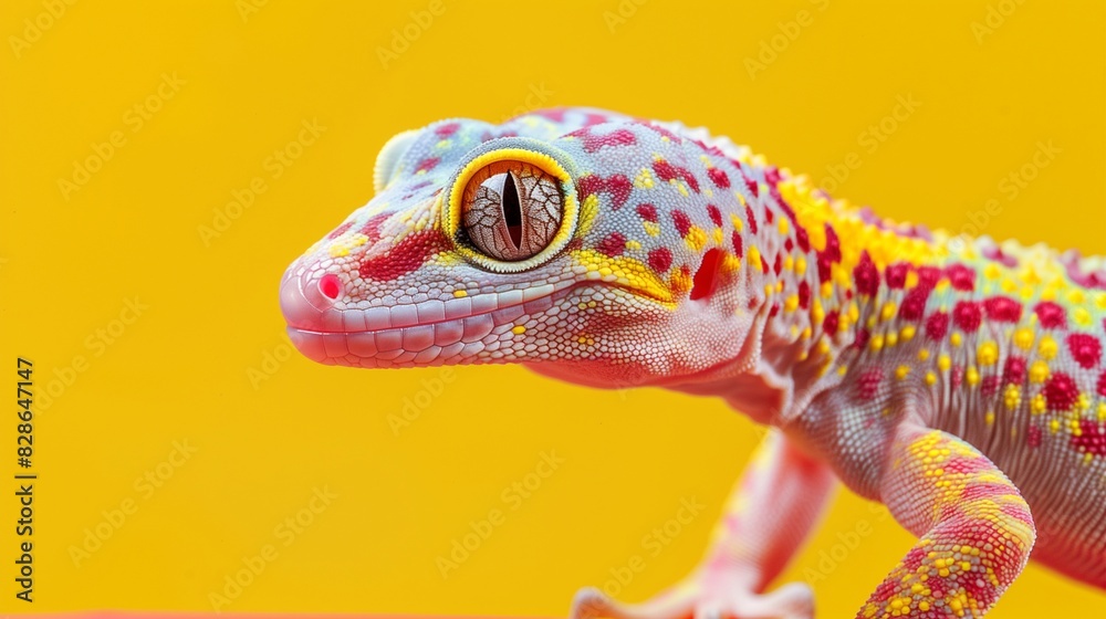 Gecko, Yellow Background Gecko, Yellow Background