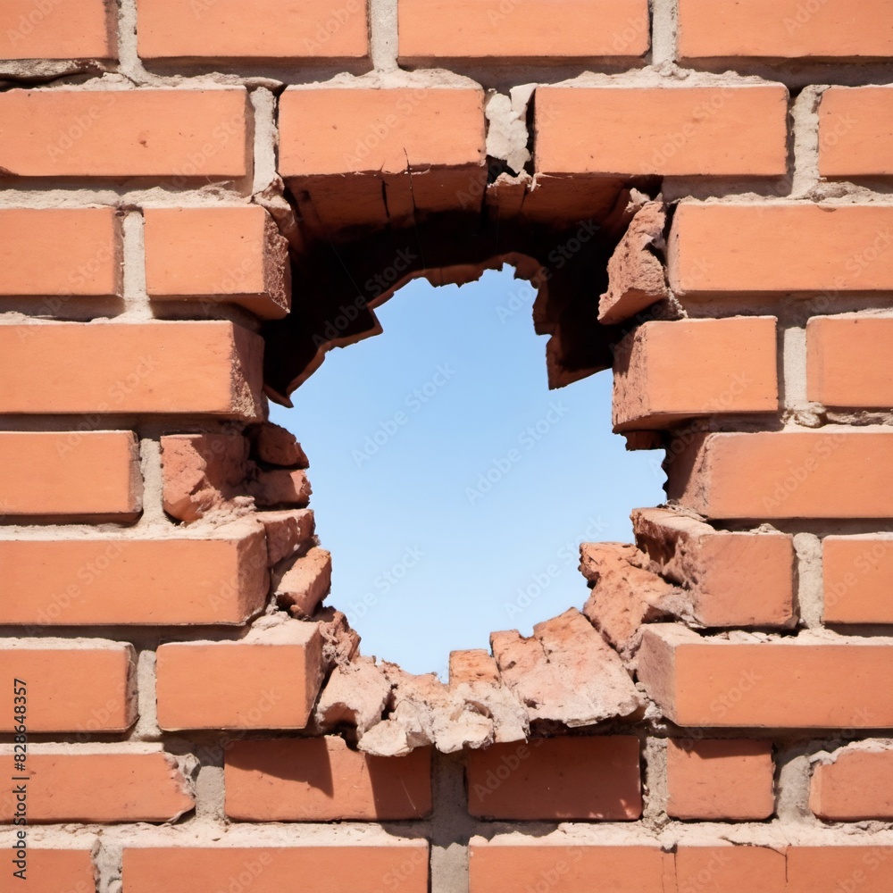Obraz premium A hole on the brick wall 
