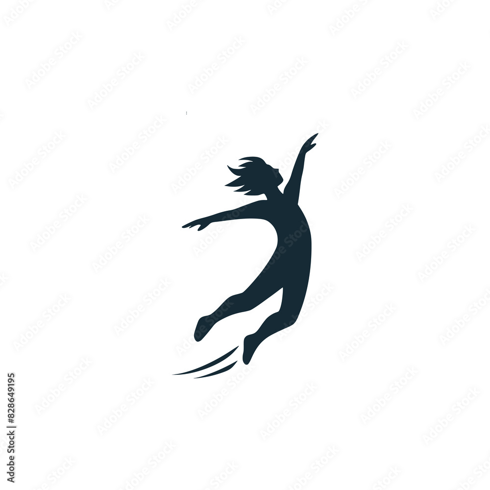 Obraz premium flying boy reaching dream logo vector illustration template design
