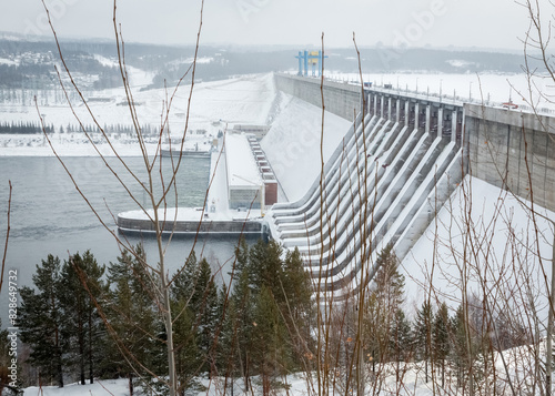 The Ust-Ilimsk Hydroelectric Power Station (Ust-Ilimsk HPS), Ust-Ilimsk, Irkutsk region Siberia Russia. Large hydroelectric power station on the Angara River. It’s the third dam on the Angara cascades