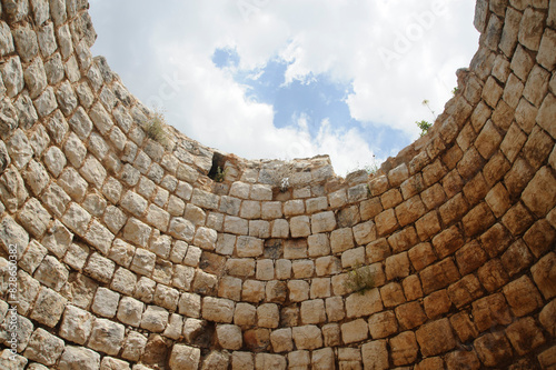 Ruins  in Migdal Tsedek National Park. Israel.