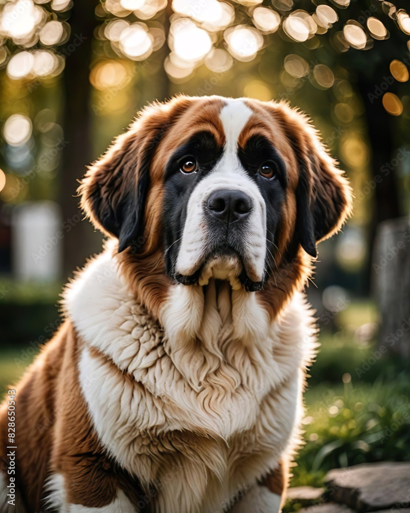 Retrato de un perro de raza San Bernardo 