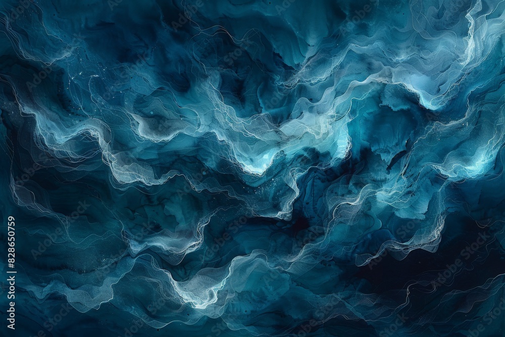 Abstract Painting of Blue and White Waves Abstract Painting of Blue and White Waves