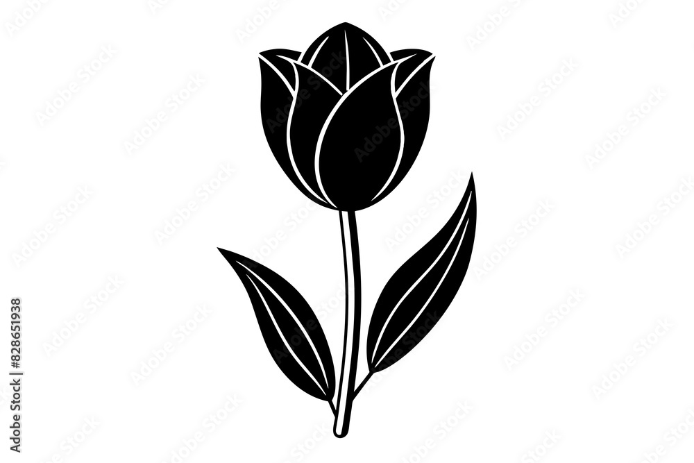 blue tulip flower vector silhouette illustration