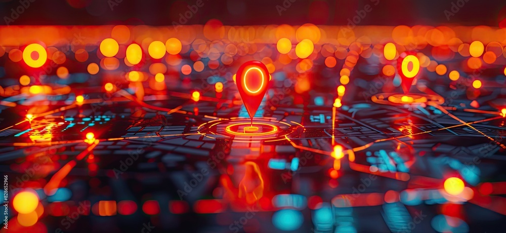 custom made wallpaper toronto digitalFuturistic Navigation Interface with Bright Pins