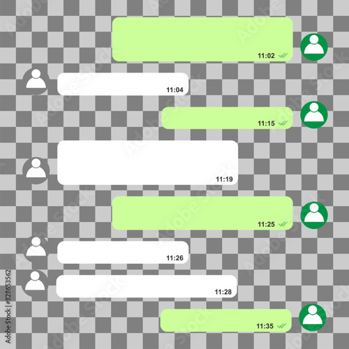 Short bubble message, chat speech conversation, interface dialog vector illustration