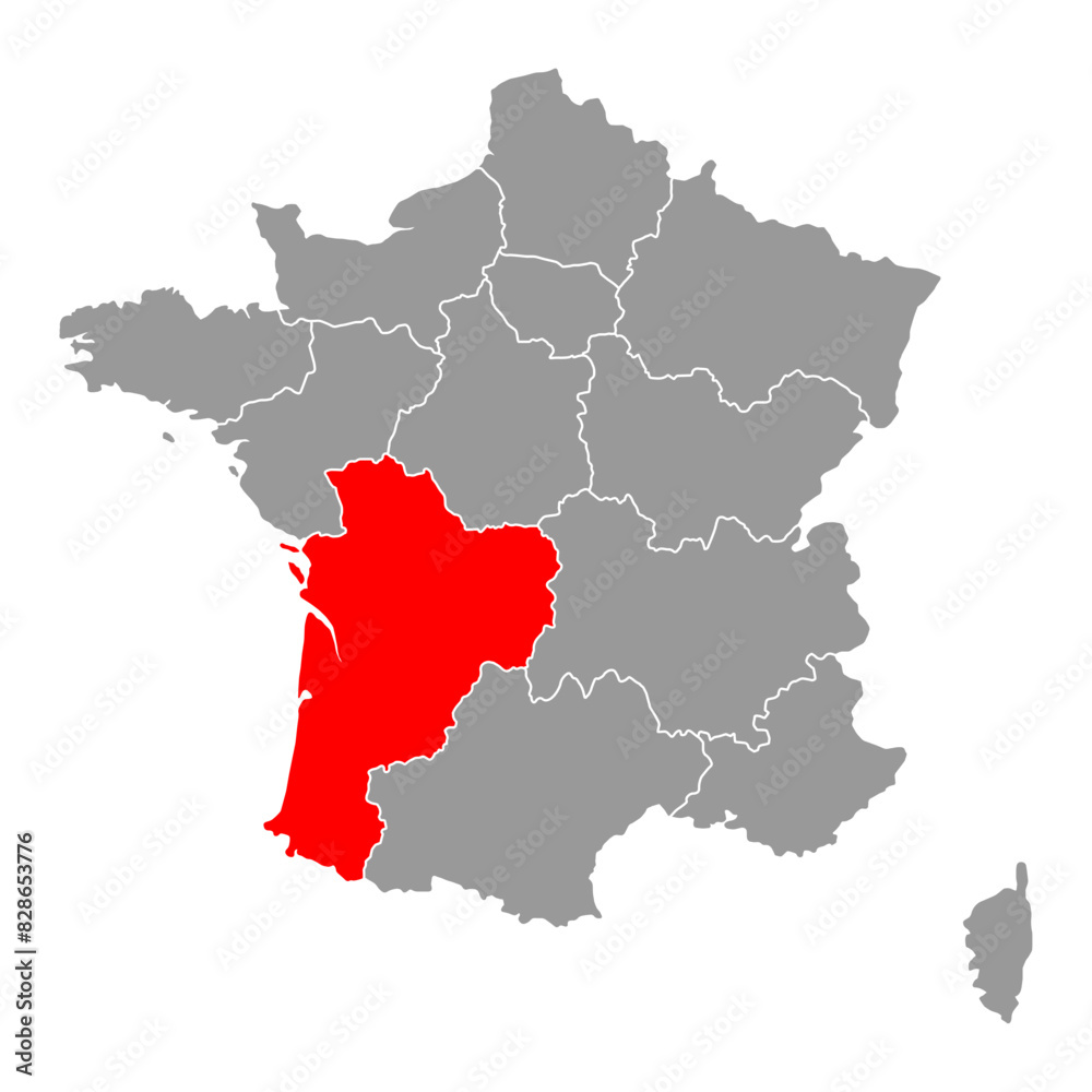 New Aquitaine of France map symbol shape, travel web flat concept icon symbol vector