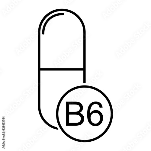 Vitamin B6 icon, healthy medicine pill supplement symbol, complex mineral vector illustration