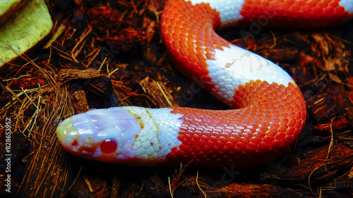 Albino The milk snake or milksnake (Lampropeltis triangulum), photo