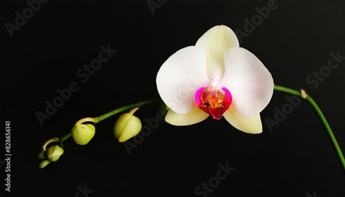 Vibrant Close-Up of Exotic orchid Flower Blooming Against Black Background photo