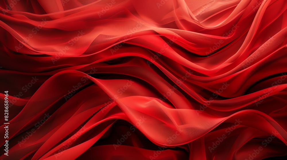 Red wavy fabric with smooth folds. 3D rendering of a soft, flowing cloth. Red wavy fabric with smooth folds. 3D rendering of a soft, flowing cloth.