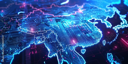 High-Tech Circuit Board with Glowing Connections