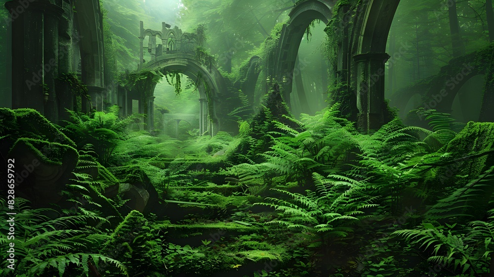 Obraz premium leafy green fern background. 