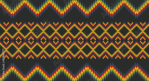 Kente cloth. African textile. Ethnic seamless pattern. Tribal geometric print, print. photo