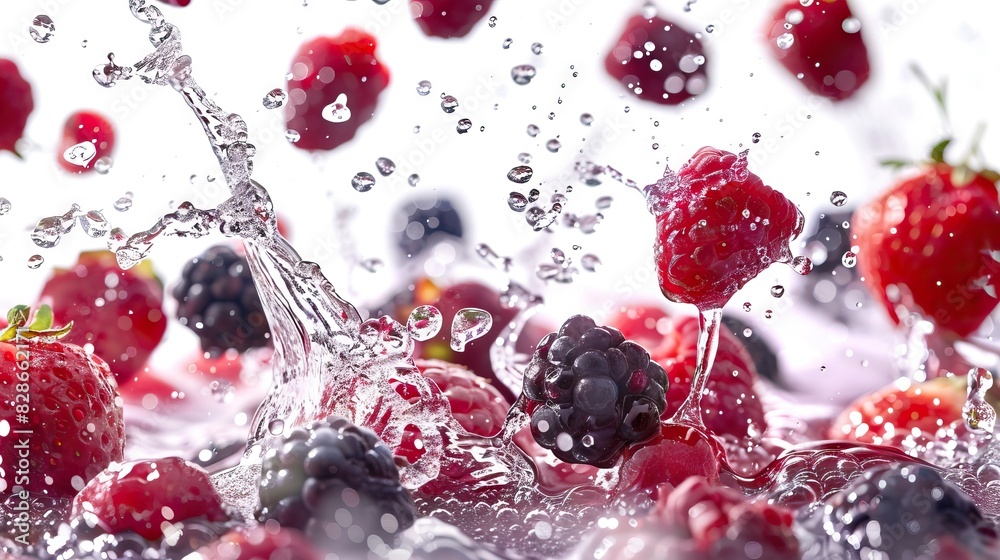 Berry juice splashes fruit and berry compote splash collection isolated on white background Berry juice splashes fruit and berry compote splash collection isolated on white background