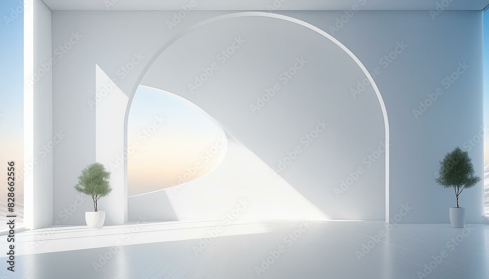 A white Empty room Surreal Minimalistic style morning light copy space A white Empty room Surreal Minimalistic style morning light copy space