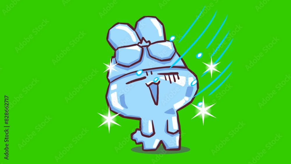 Animated Rabbit Shocked and Frozen - Green Screen Animated Rabbit Shocked and Frozen - Green Screen