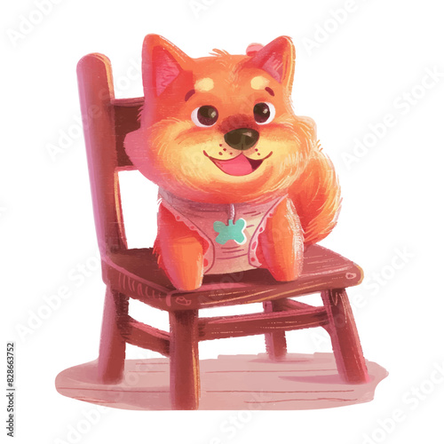 Cute shiba inu dog sitting on chair (7)