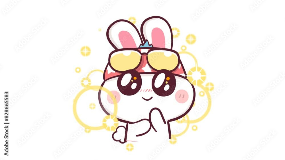 Animated Bunny Impressed with Big Eyes - White Background Animated Bunny Impressed with Big Eyes - White Background