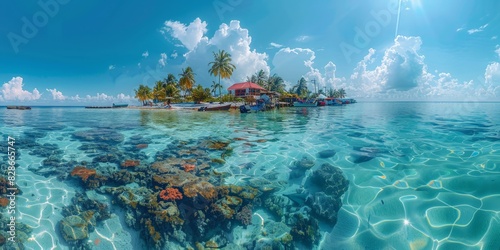 Ambergris Caye in Belize skyline panoramic view photo