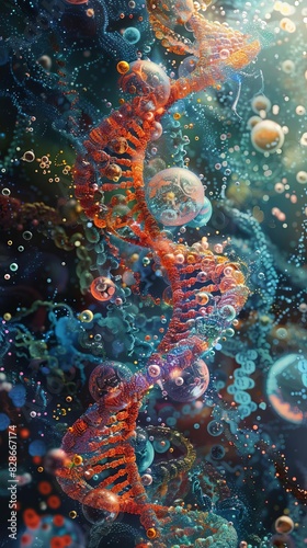 The double helix structure of DNA  a molecule that encodes the genetic instructions for living things.