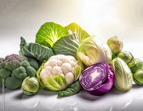Cruciferous vegetables on isolated gray background
