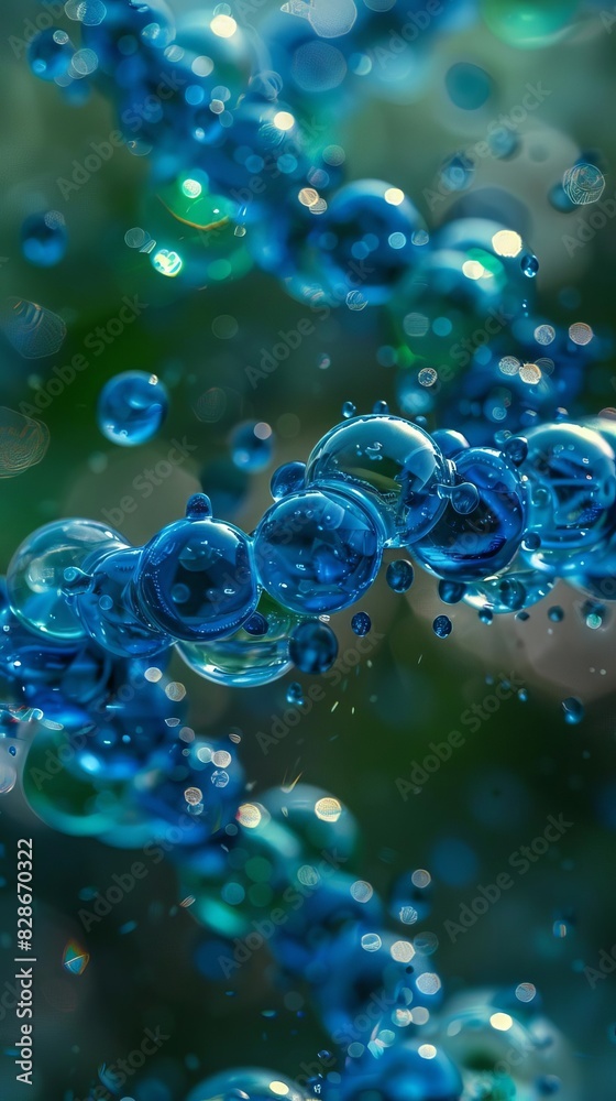 Create an image of a double helix formed by blue spheres Create an image of a double helix formed by blue spheres