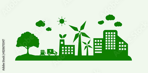 Net zero by 2050, carbon neutral. Net zero greenhouse gas emissions target Long-term climate-neutral strategy Vector illustration