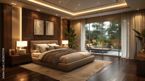 Luxurious and Elegant Modern Minimalist Office Space Bedroom with Warm Cozy Decor