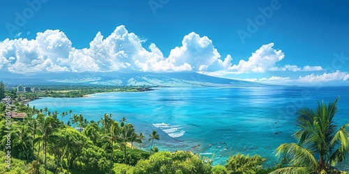 Maui in Hawaii USA skyline panoramic view