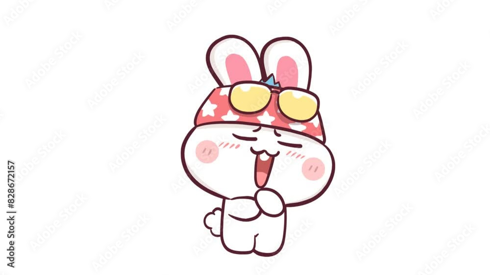Animated Shy Rabbit - White Background Animated Shy Rabbit - White Background