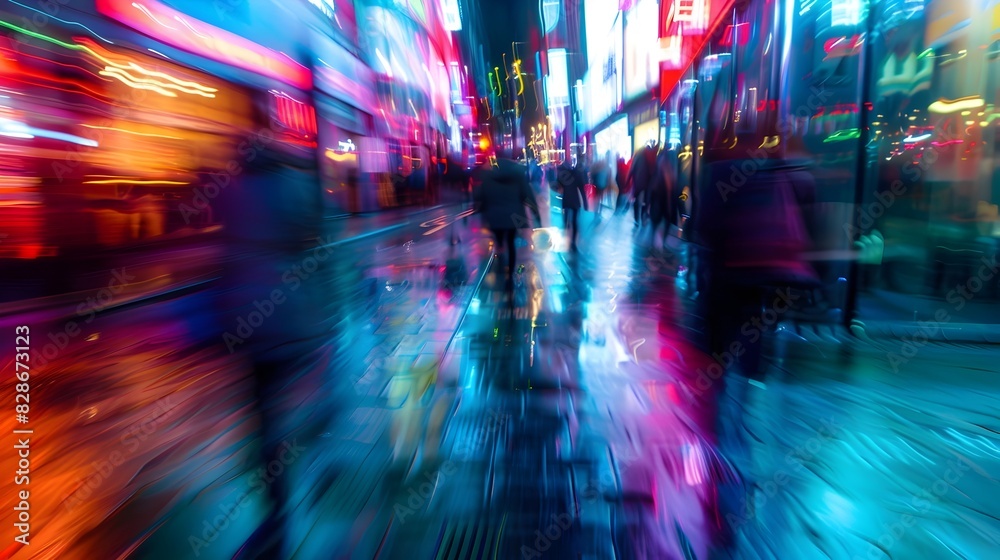 Blurred Lights and Silhouettes of a Thrilling Nighttime City Street