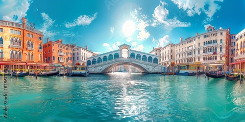 Rialto Bridge in Venice Italy skyline panoramic view © mogamju