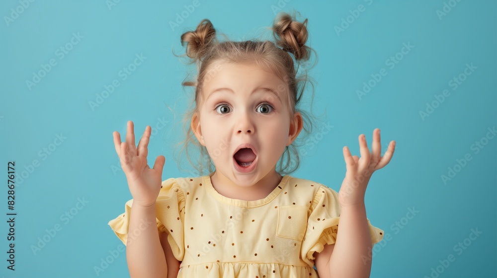 Cute Toddler Girl, Blue Background Cute Toddler Girl, Blue Background
