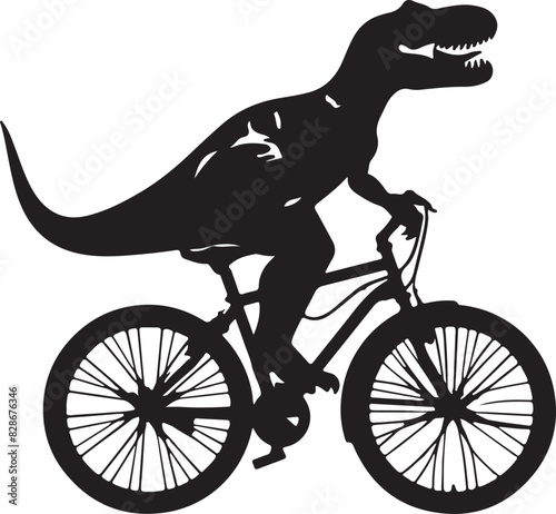 dinosaur on bicycle silhouette