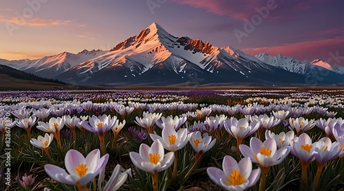 crocuses in the mountains photo