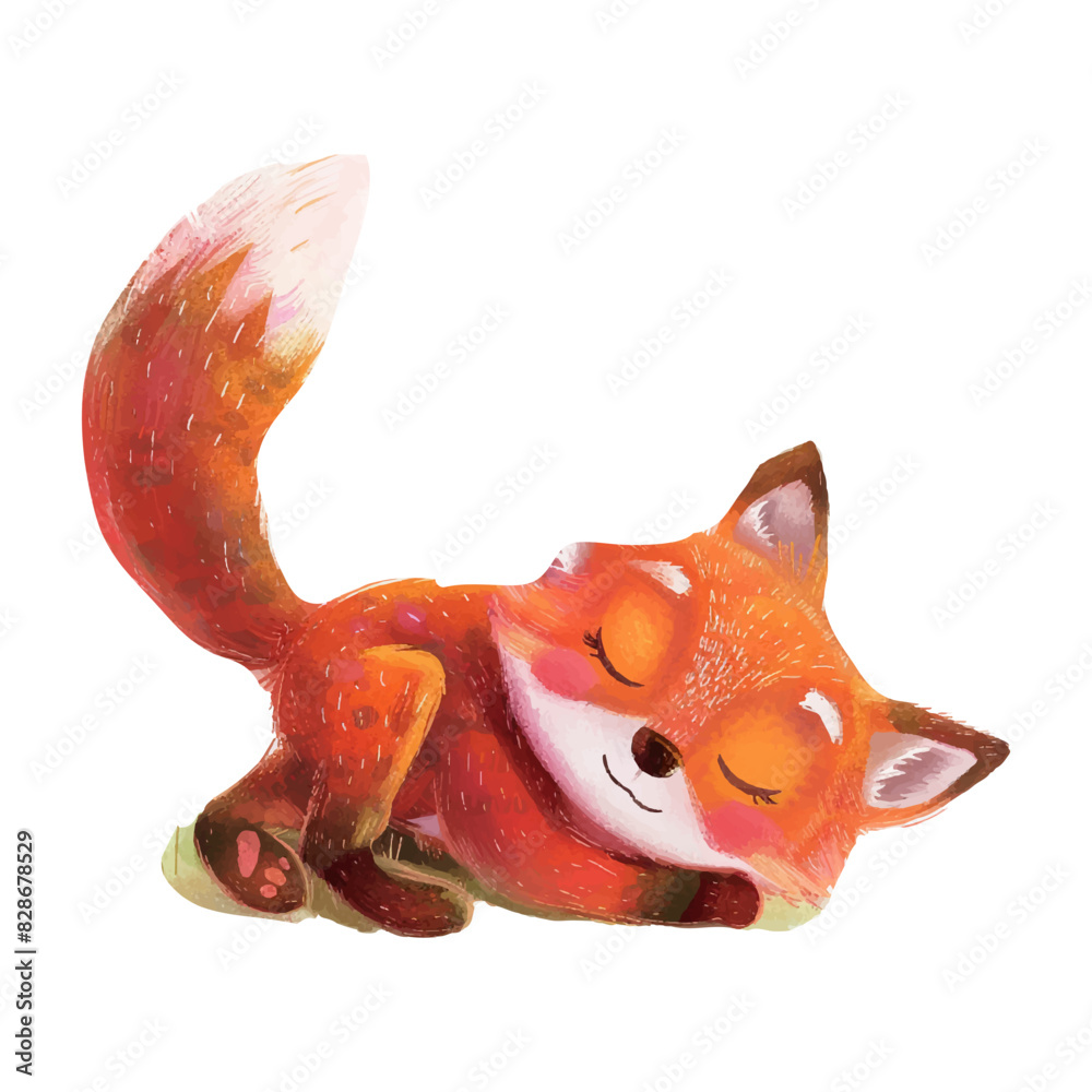 Obraz premium Cute fox stretching white background (6)