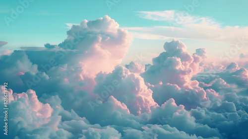 Dreamy Skies: Cotton Candy Clouds in a Lavender Mint Paradise