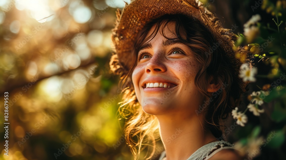 Beautiful Woman Smiling Happily in Nature Beautiful Woman Smiling Happily in Nature