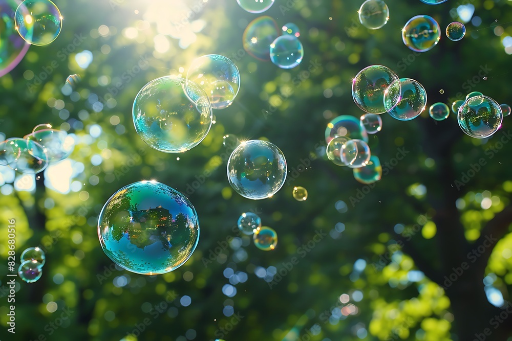 soap bubbles in the park on a summer day no people soap bubbles in the park on a summer day no people
