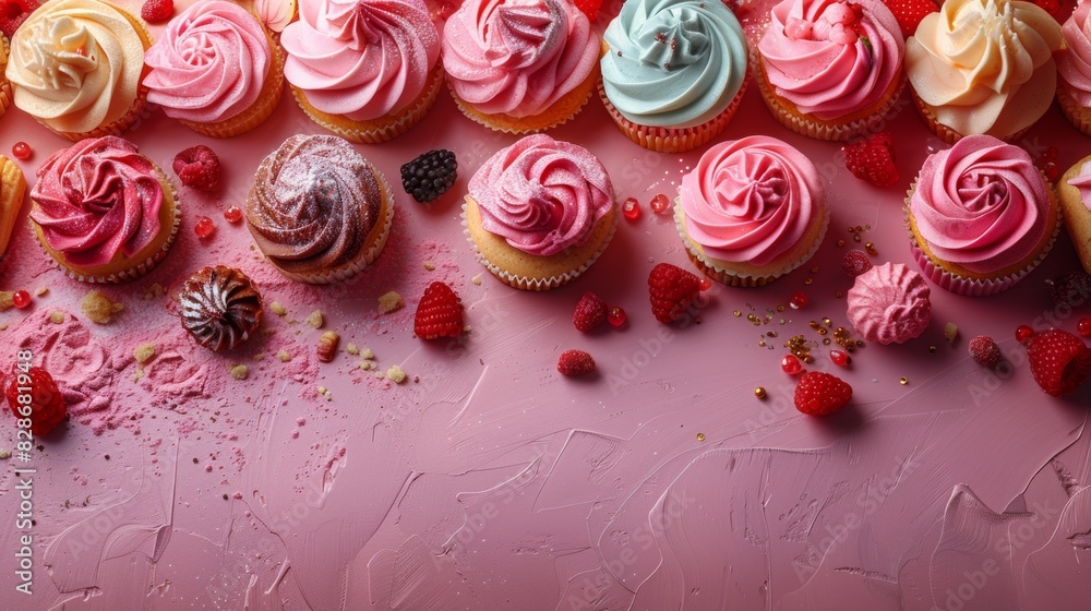 Simple background with cake in the corner. Simple background with cake in the corner.