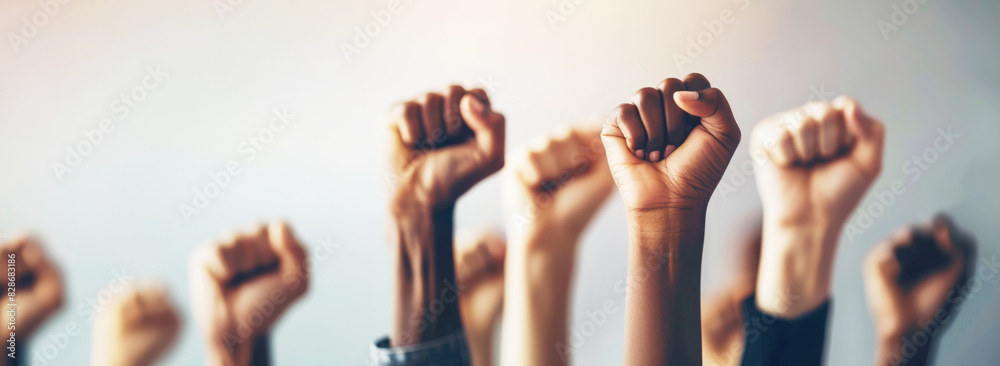 Group of black people fist raised, Racial equality, Black History Month ...