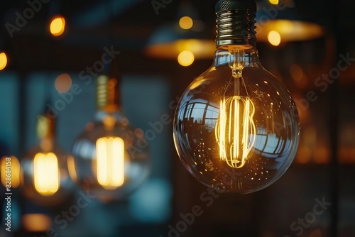 led edison bulbs on dark bachground