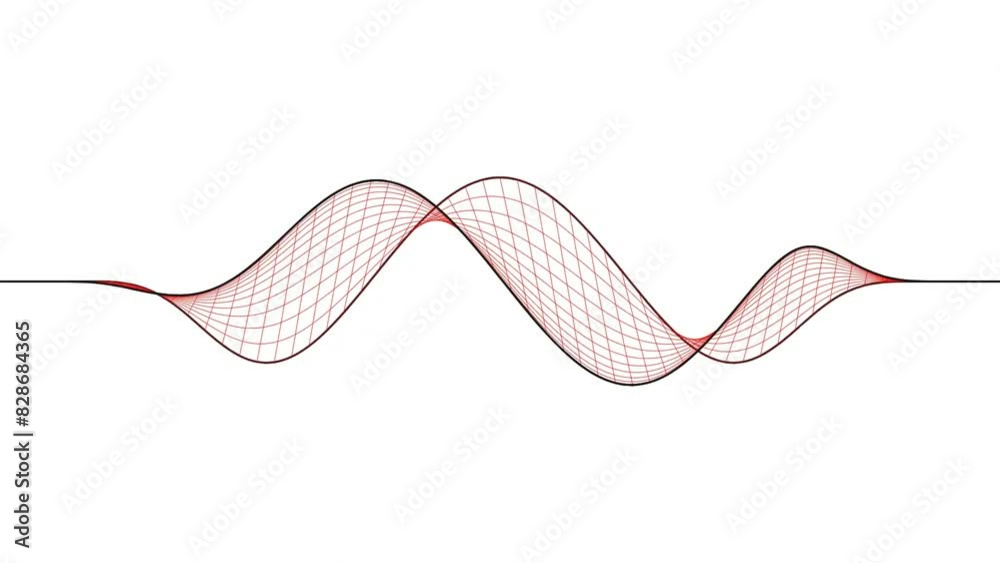 animated sinusoidal sine waveform of two mathematical equation connected with parallel lines  