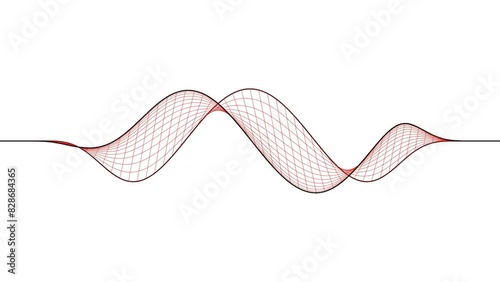 animated sinusoidal sine waveform of two mathematical equation connected with parallel lines  