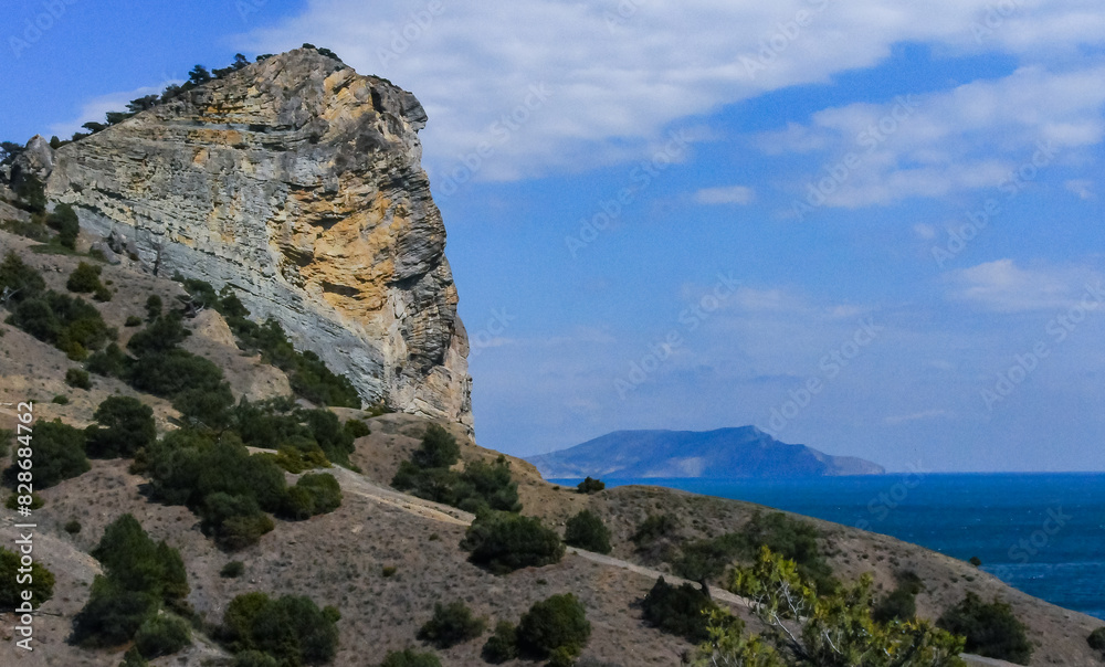 Eastern Crimea, view of the coastal mountains and rocks near Cape Kapchik, Novyi Svet Eastern Crimea, view of the coastal mountains and rocks near Cape Kapchik, Novyi Svet