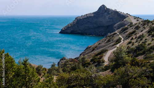 Fotografie Crimean landscape, view of Cape Kapchik, Novy Svet, Crimea