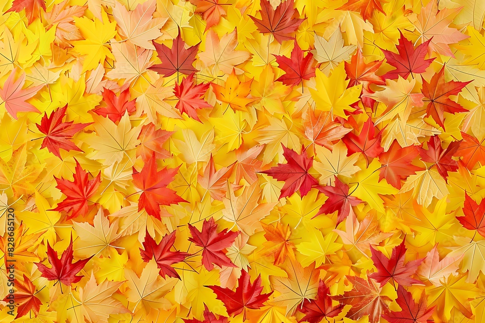 autumn red yellow texture or background with autumn leaves